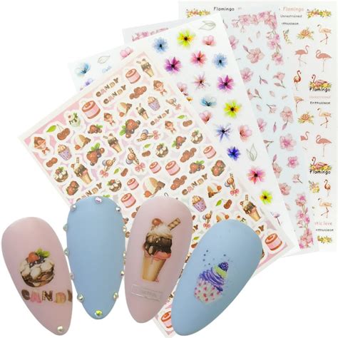 1pcs 3d super thin dessert nail stickers tips nail art adhesive decals