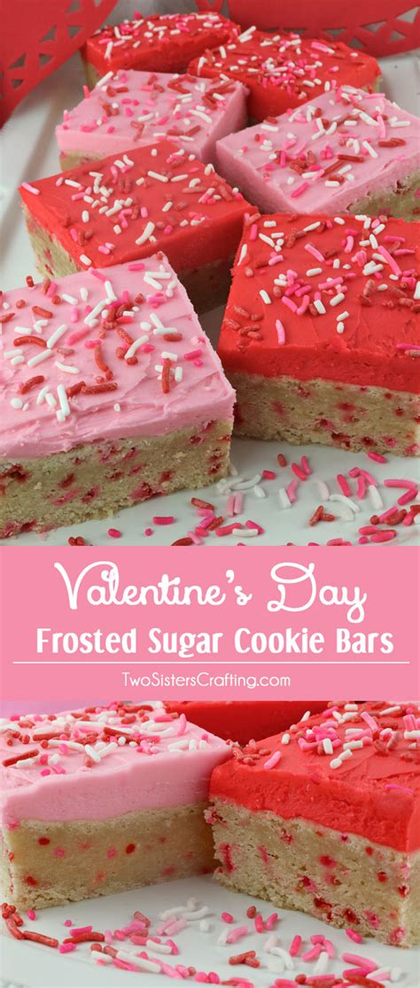 valentine s day frosted sugar cookie bars two sisters