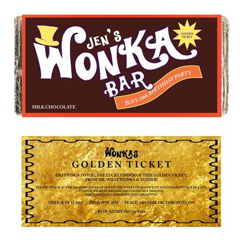 wonka bar customize printable digital chocolate bar candy