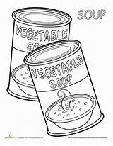 Soup Coloring Pages Food Education Worksheet sketch template