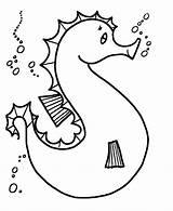 Coloring Pages Simple Shapes Kids Seahorse Outline Animal Sea Horse Printable Shape Print Drawing Preschoolers Cliparts Basic Clipart Color Activity sketch template