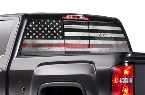 chevy silverado rear window decals thin red  flag racerx customs auto graphics truck