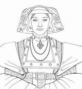 Tudor Consorts Kathryn sketch template