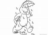 Barney Coloring Pages Raining Printable Kids sketch template