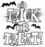 Trick Halloween Treat Coloring Sign Pages Kids Treating Printable sketch template