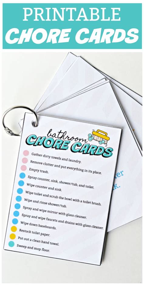 printable chores cards  checklists printable chore cards chore