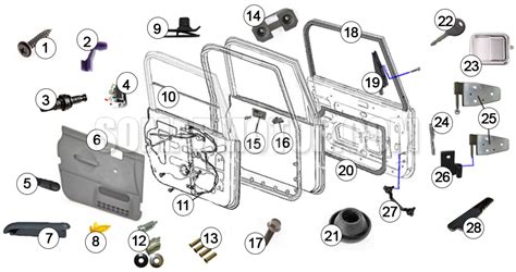 diagram full door parts wrangler tj somar motor llc