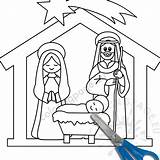 Nativity Christmas Template Scene Coloring Pdf sketch template