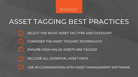 asset tagging asset tagging  practices radiant
