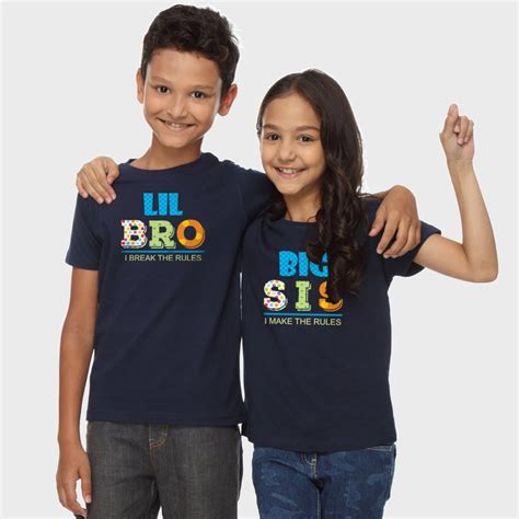son and daughter big sis lil bro matching tees for