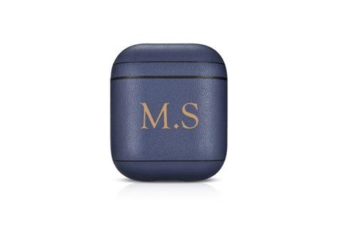 airpods leather case blue  personal print   leather leather case blue