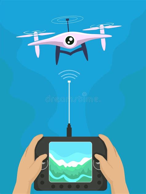 drone controlled   persons hand stock vector illustration  helicopter concept