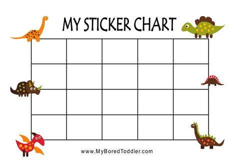 dinosaur printable reward chart sticker chart  toddlers preschoolers