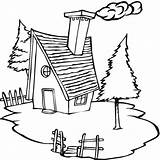 Coloring Pages Village Cottage House Houses Printable Kids Color Cabin Colouring Scene Sheets Log Cold Small Sheet Print Drawing Homes sketch template