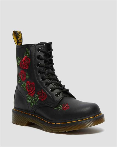 vonda floral rose leather lace  boots dr martens