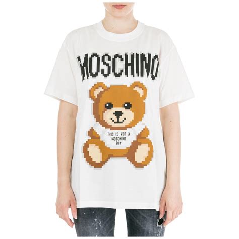 moschino oversized fit cotton t shirt with teddy bear pixel print in