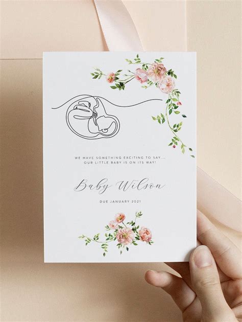 printable pregnancy announcement card baby  art etsy