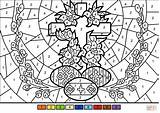 Number Color Coloring Easter Cross Pages Eggs Printable Worksheets Supercoloring Search sketch template