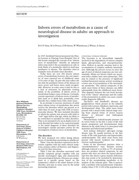 pdf inborn error of metabolism as a cause of