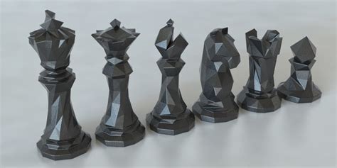 3d printed faceted chess set by thomas davis pinshape