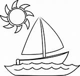 Boat Sailboat Coloring Drawing Clipart Clip Pages Kids Water Boats Printable Color Preschool Outline Print Transportation Line Easy Cartoon Template sketch template