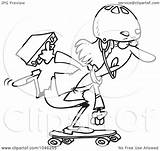 Cartoon Businesswoman Skateboarding Work Toonaday Royalty Outline Illustration Rf Clip 2021 sketch template