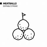 Vector Meatball Meatballs Line Outline Pixel Symbol Icon Illustration Perfect Illustrations Stroke Editable Stock sketch template