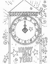 Coloring Year Pages Happy Clock Kids Print sketch template