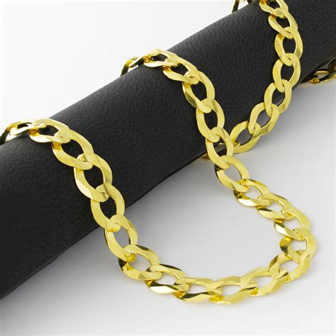 authentic  yellow gold solid mens mm cuban curb chain link