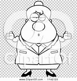 Careless Shrugging Chubby Lady Business Outlined Coloring Clipart Vector Cartoon Thoman Cory sketch template