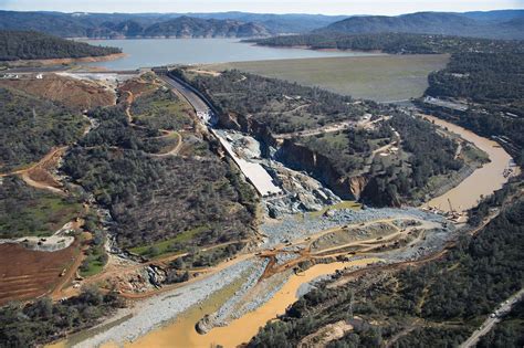 air images show ruined oroville dam spillway hard hit
