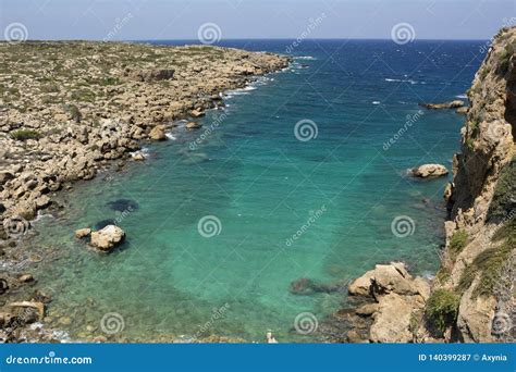 bay blue lagoon crete   royalty  stock