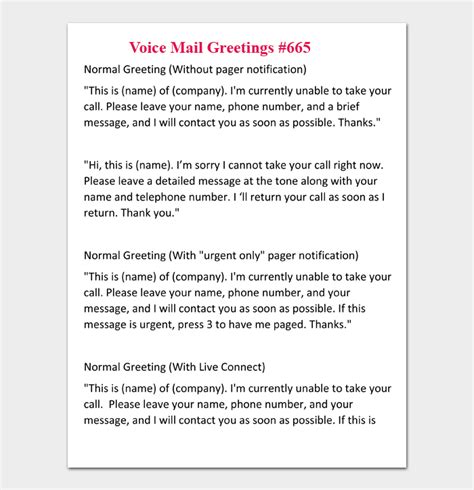 voicemail greeting examples    record  perfect