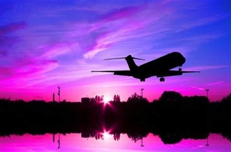 Flights Love Pink Plane Purple Sunset Image 2898772 By