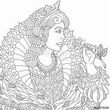Queen Zentangle Stilizzato Stilizzati Stylized Stilizzata Fotolia Desde Adult Sybirko sketch template