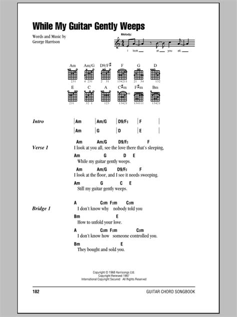 While My Guitar Gently Weeps Sheet Music The Beatles Guitar Chords