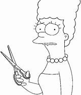 Marge Simpsons Simpson Coloring Pages Cartoons Getdrawings Drawing Cartoon Scissors sketch template