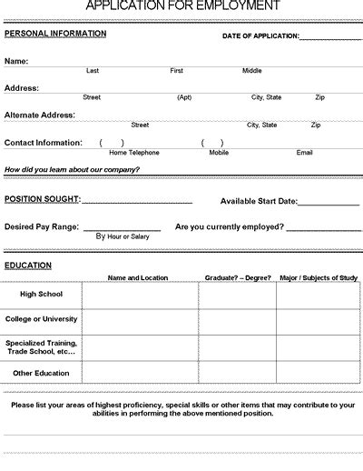 job application form    employers