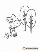Woodland Coloring Pages Animals Baby Deer Printable Printables Animal Template Sheets Kids sketch template