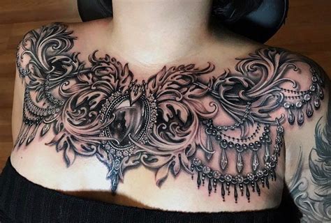 ideas  beautiful chest tattoos  women chest tattoos