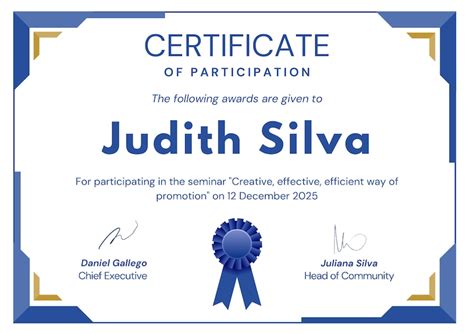 participation award certificate editable template certificate