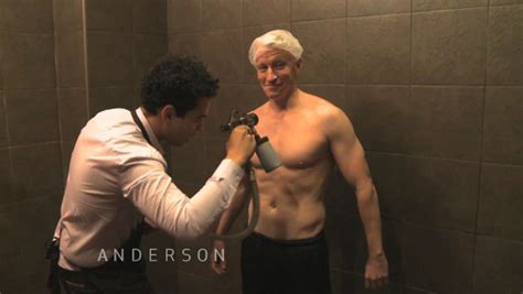 Male Celebrities Anderson Cooper Shirtless Doing Some Tanning