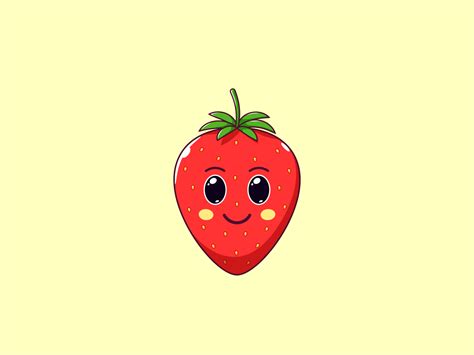 cute kawaii strawberry cartoon fruit  dmitry mayer  dribbble