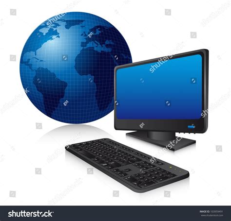 blue computer  keyboard  planet  shadow vector  shutterstock