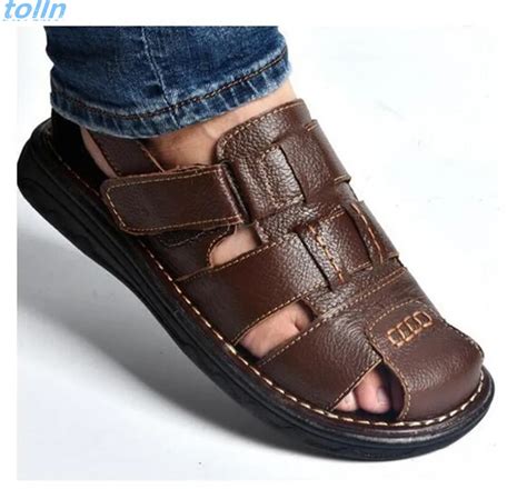 shipping summer mens sandals slippers genuine leather sandals outdoor casual men