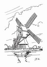 Coloring Windmills Pages Dutch Kleurplaten Fun Kids Tekening Holland Adult Printable Color Volwassenen Voor Drawing Clipart Sailing Ships sketch template