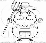 Farmer Cartoon Clipart Coloring Plump Pitchfork Anger Waving Cory Thoman Outlined Vector 2021 sketch template