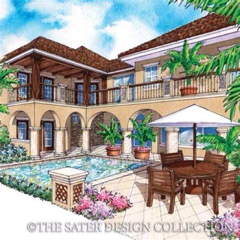 sater designs salcito home plan   courtyard house plan collection courtyardhomeplans