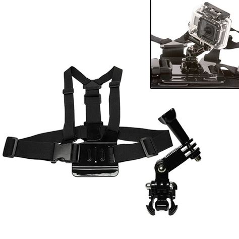 chest mount harness compatible  gopro hero          fusion session black silver