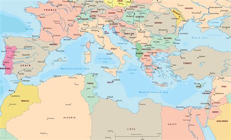 political map  mediterranean sea region